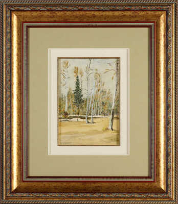 Остроухов Илья Семёнович. Облетевшие деревья на опушке леса 